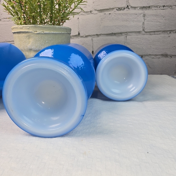 Vintage Anchor Hocking Cobalt Blue Pedestal Mug Set Of 4 Euc - Picture 7 of 9